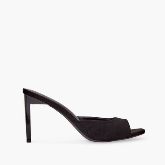 Just Fab Black Suede Mules Heels Size 9.5 - Picture 9 of 10